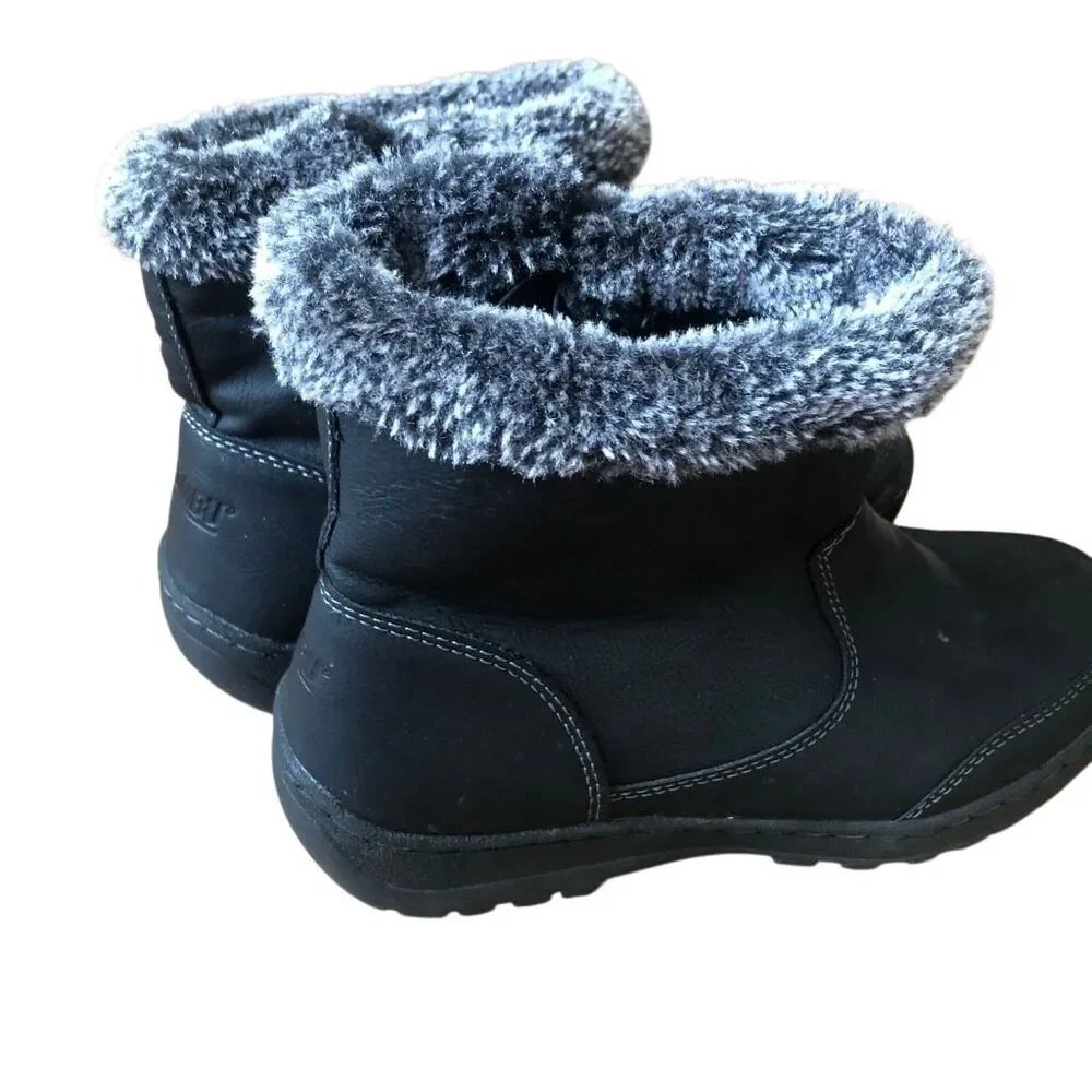 Khombu Addison Women's Black Faux vegan Fur Trim winter cold weather snow water